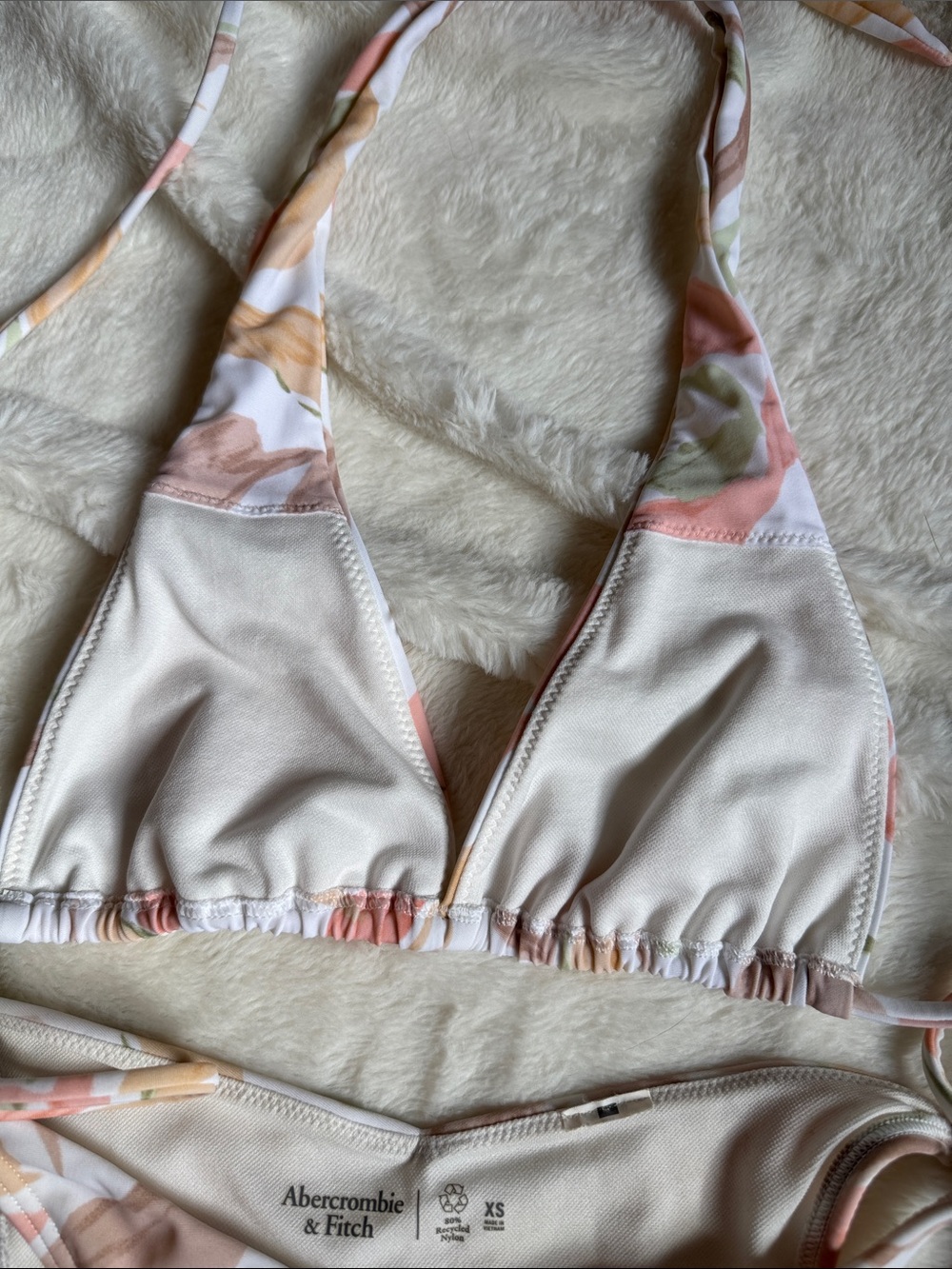 Abercrombie & Fitch Pink White Floral Side Tie Multiway Bikini Matching Set - Picture 4 of 7